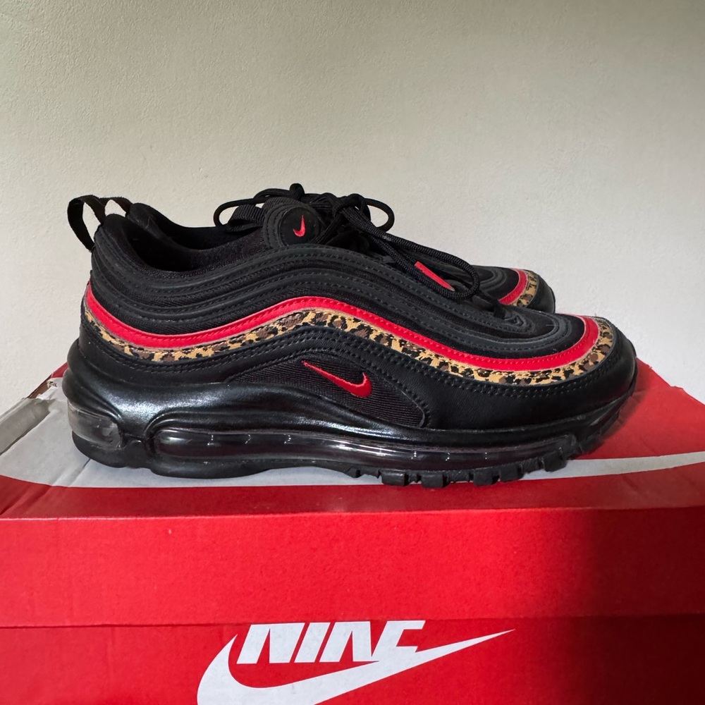 Nike Air Max 97 Black and Red with Leopard Print - Picture 4 of 10